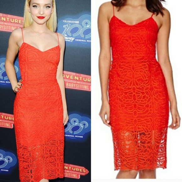 Bisou Bisou Dresses & Skirts - Bisou Bisou Burnt Orange Slip Lace Dress